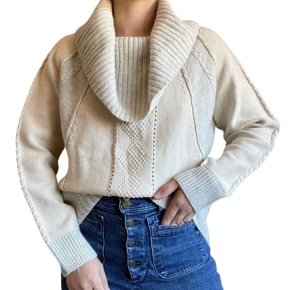 Sundance Womens Angora Wool Blend Cowl Neck Lagenlook Boho Cable Sweater Sz M - Picture 9 of 9